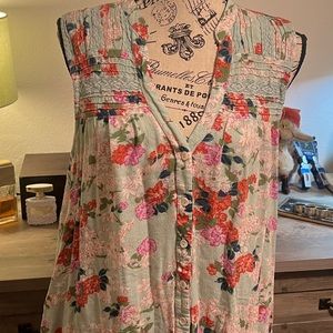 Anthropologie Meadow Rue Floral Sleeveless Top Sz 12 Large